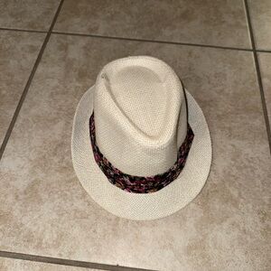 Stylish Vintage OG White Cream Pink Green Black Fedora Floral Hat